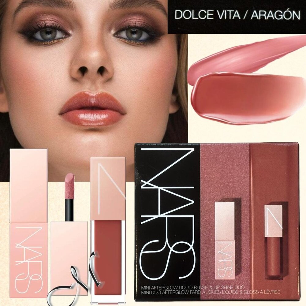 NARS Mini Afterglow Liquid Blush & Lip Shine Duo ~ Aragon & Dolce Vita NIB